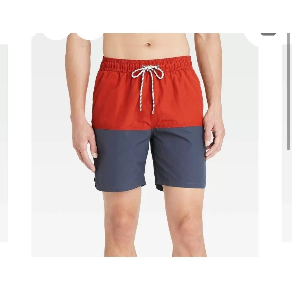 Goodfellow & Co Swim Trunks Mens Large Pepper/Blue/Gray 7" Inseam Swim Trunks